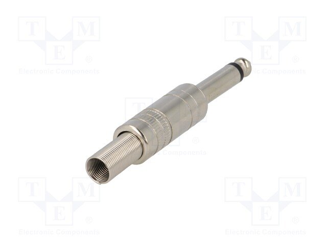 6.35mm štekers, mono, metālisks, uz vadu, ar amortizatoru, sudrabots