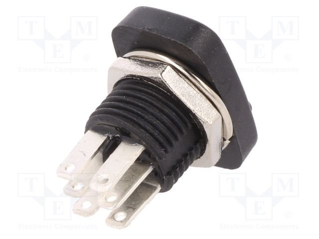 Taustiņslēdzis, DPDT, ON-ON, 3A/250VAC, lodēšanai, M12, Ø12.2mm, 20.3x14.4x13.5mm, SCI, ar fiksaciju