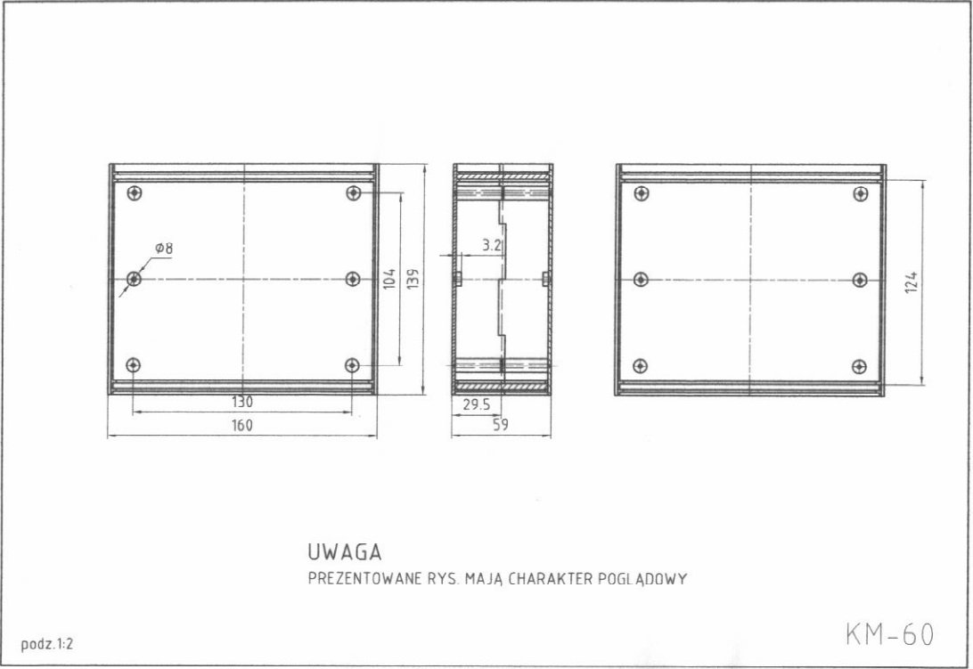 Plastmasas korpuss, 159x140x60mm, ABS, pelēkā krasa
