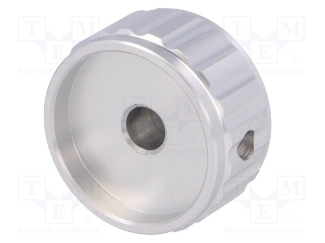 Potenciometru rokturitis Ø30x15mm, alumīnija, sudraba krasa, Ø6.4mm, ar skruvi