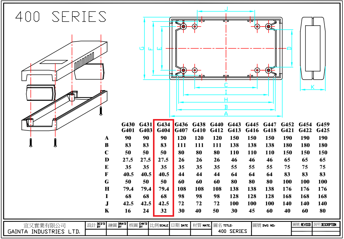 Plastmasas korpuss, 50x90x32mm, IP54, ABS, pelēkā krasa