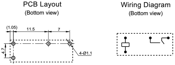 Relejs DC12V, SPST-NO, 7A/250VAC, 7A/30VDC, 720Ω(16.6mA), viens kontakts uz saslēgšanu, 20.5x7x15.3mm, HONGFA RELAY