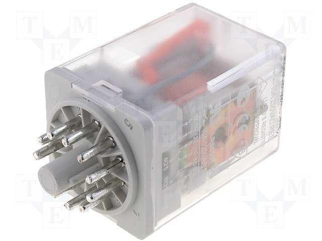 Relejs 230V/AC, 3PDT, 3x10A/250VAC, 3x10A/24VDC, 7.08kΩ(32.4mA), trīs grupas pārslēgšana uz panelis 35x35x54.5mm, RELPOL
