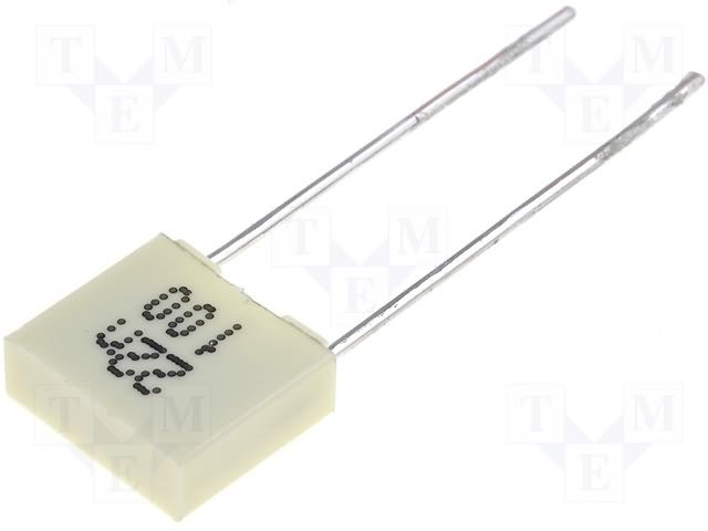 22nF/63VDC, 40VAC, ±10%, plēves, poliefirs kondensators, 5mm, 2.5x6.5x7.2mm, KEMET