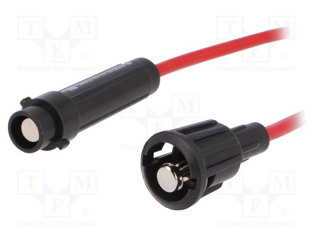 Drošinātāju turētājs, ar vadu, 6.3x32mm(6.3x30mm), 10A, 250VAC