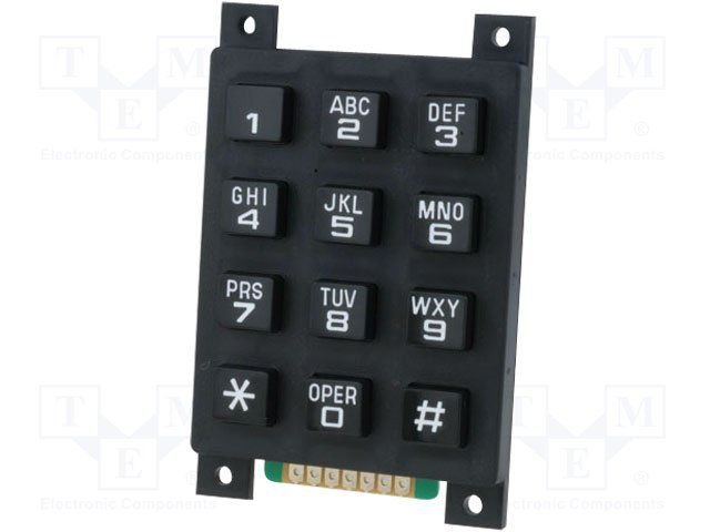 Klaviatura 12pog. 1,2,3,4,5,6,7,8,9,0,*, melnā krasa