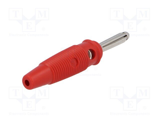 Testera štekers, 4mm, 10A/60VDC, L=60mm, sarkanā krasa, Hirschmann