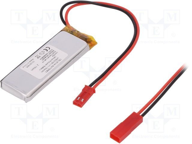 Akumulators Li-pol, 3.7V/750mAh, izvadi, 6x21x58mm
