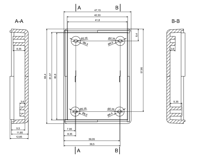 Plastmasas korpuss, 48x68x26mm, ABS, baltā krasa, ar piestiprinājumiem