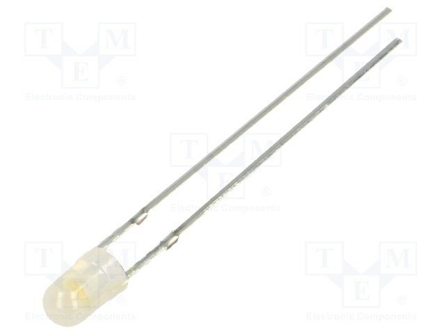 3mm, silta balta, 1120...2180mcd, 60°, 2.9..3.6V/20mA, 2700-3200K, māteta, gaismas diode