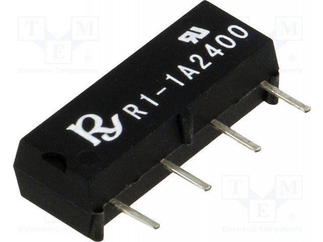 Herkona relejs, 24V(18-32V),  SPST-NO, 1A/250VDC, viens kontakts(AgCdO), 19x5x7mm