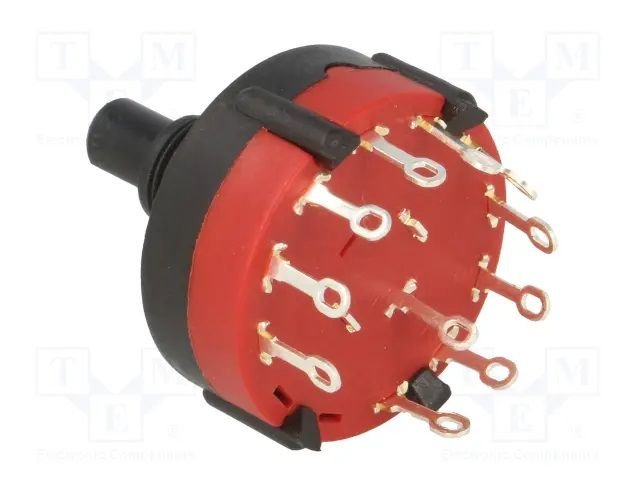 Galetes parslēdzejs 1=>10 kontakts, 0.30A/125V, BBM (non-shorting), 6mm, Lass=15mm