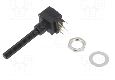 500K mono, ar sledzi, 16x16x14mm, 200mW, ±20%, 6mm, L=40mm, potenciometrs ar lineare atkarību