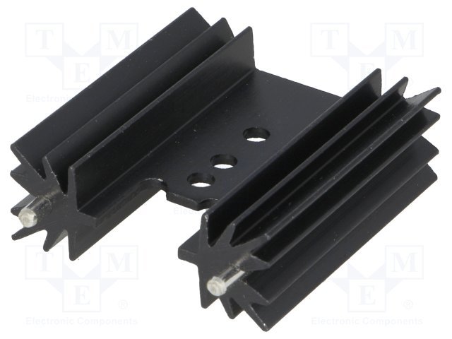 Radiators 35x38x13mm, H veida, 10.8K/W, TO220, aluminijs, melna krasa