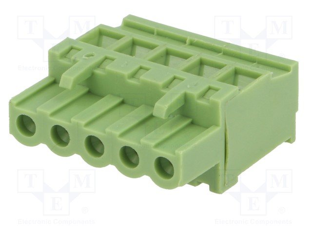 Terminal Blocks uz vadu, ligzda, 5pin, 5.08mm, 2.5mm2, 12A, leņķisks 90°