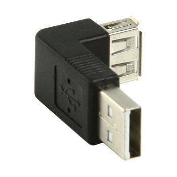USB-A štekers uz USB-A ligzda, savienotājs, leņķīsks, 90grad.