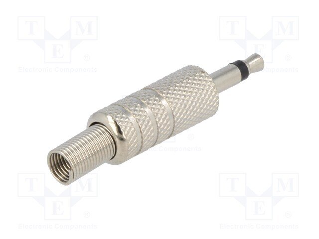 3.5mm štekers, mono, metālisks, uz vadu, ar amortizatoru