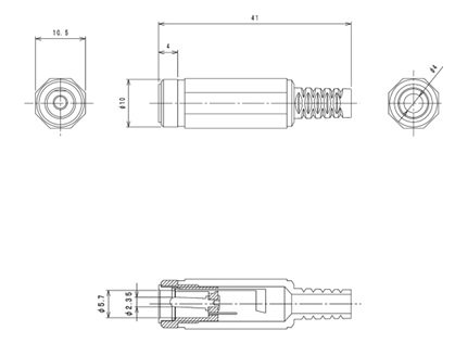 2.5*5.5mm, ligzda, lodējama, uz vadu, ar amortizatoru, 2A/24VDC, LUMBERG