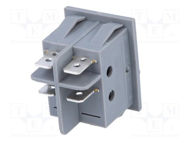 Taustiņslēdzis DPST, ON-OFF, 15A/250VAC, 26x34.0mm, (--O), pēlekā krasa, ar fiksāciju