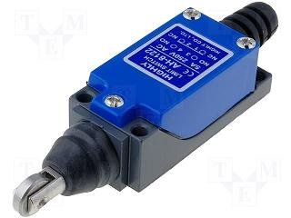 Gala slēdzis, ar šķērseniskam metāliskam rulišiem Ø18mm, NO + NC, 5A/250VAC, IP64, 64x28x25mm