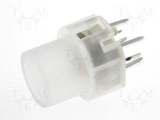 Poga SPST-NO, OFF-(ON), 0.01A/35VDC, PCB, LED3.3VDC, zils, Ø12mm, bez fiksacijas