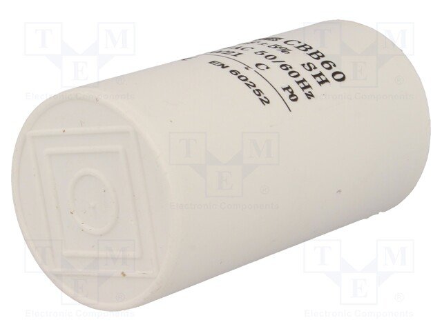 40.0/450VAC, ±5%, elektromotoru kondensators, klemes 6.3mm, 3000h, Ø48x93mm