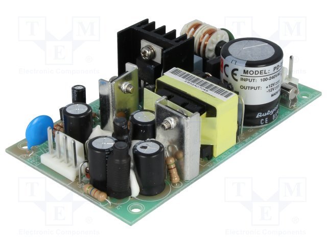 Impulsu barošanas bloks 85-264V=> +12V / -12V, 2*1.2A, 24W, 107x61x28mm, 140gr.