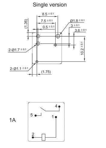 Relejs DC12V, SPST-NO, 20A/12VDC, 254Ω(47mA), viens kontakts uz saslēgšanu, 12x12.9x9.9mm, HONGFA RELAY