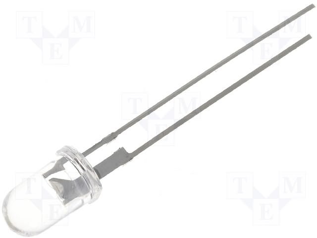 5mm, auksta balta, 30000...50000mcd, 15°, 3...4.2V/75mA, gaismas diode