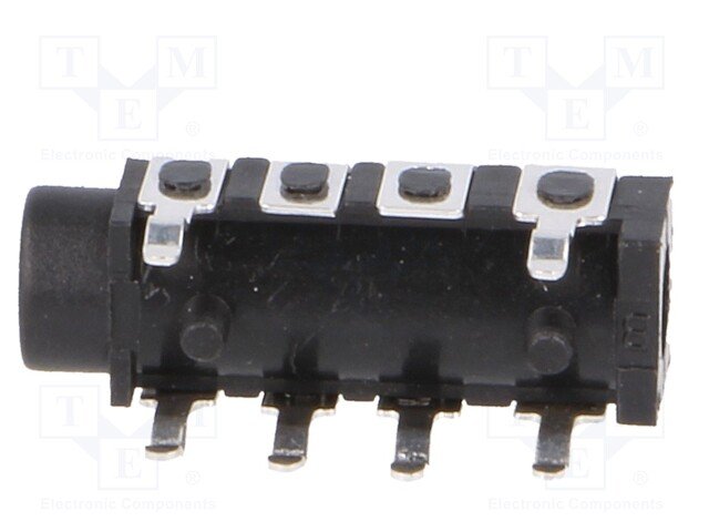 3.5mm (4 kont.) ligzda, stereo+video, plastmasas, THT, 5x6x15mm, CLIFF