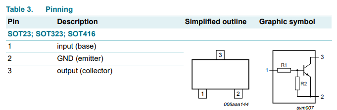 DTC114ET(*16) SMD Tranzistors, NPN, 50V, 0.1A, BRT, Rb=10k, Rbe=10k, SOT23