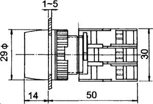 Paneļu slēdzejs, 22mm, 2 poz., ON-(OFF), zaļa, IP65, 3A/230VAC, ar apgaism., divi kontakti uz sasl/atslēg.