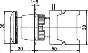 Paneļu slēdzejs, 22mm, 2 poz., OFF-ON, (senite sarkans ar fiksatoru), IP65, 3A/230VAC, viens kont. uz atslēgšānu
