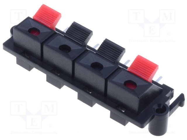 Termināls tumbam, 4vadi, PCB snap-in, L=58mm, THT