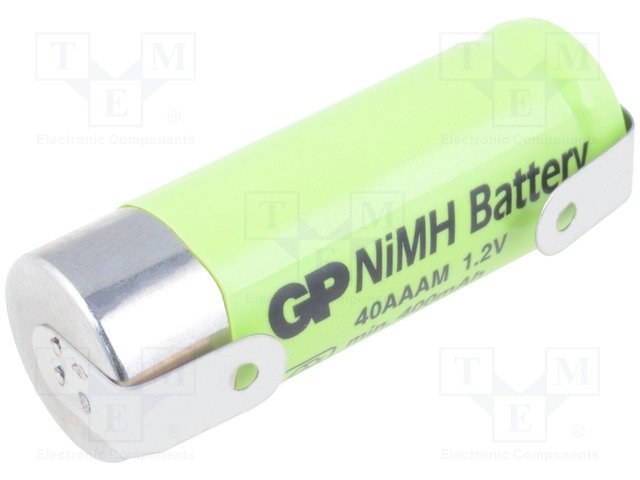 Akumulatori 2/3AAA, GP, ar plakaniem izvadiem, NI-MH, 400mAh, Ø10.2x29.3mm, 1.2V, 8.66gr.