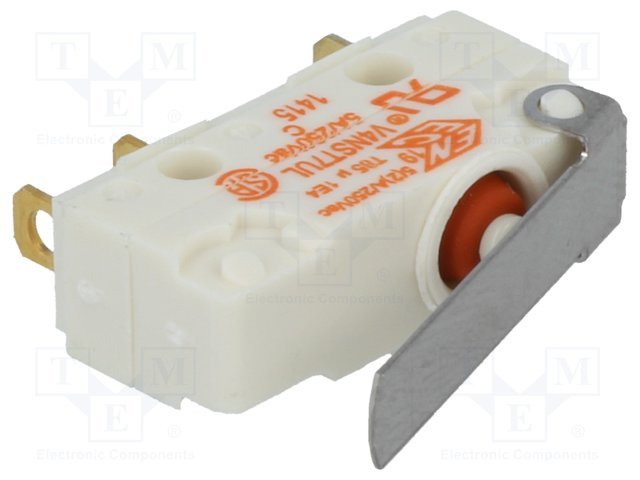 Mikropārslēdzējs ar sviru L=18mm, SPDT, ON-(ON), 5A/250VAC, IP67, 20x6.4x17.5mm,  viens kontakts uz parslēgšanu