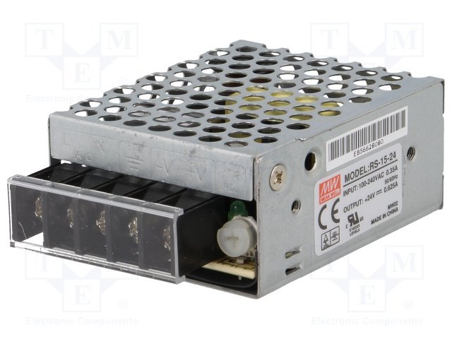 Barošanas bloks 220V=>24V(22...27.6V), 0.625A, 15W, 62.5x51x28mm, 0.131kg, modulis