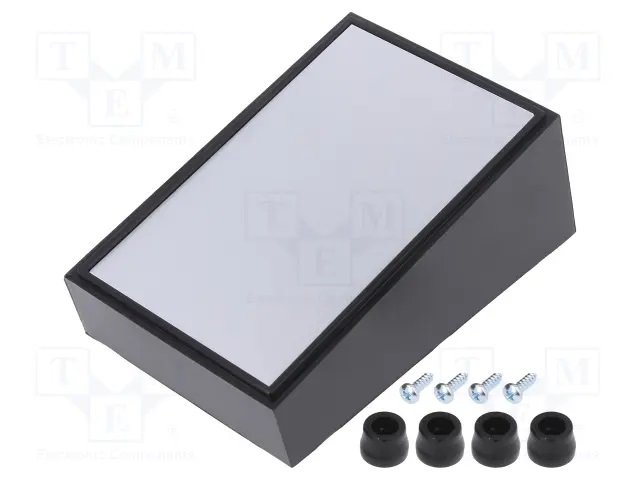 Plastmasas korpuss, PULT-10, 70x110x48/24mm, ABS, melnā krasa, Paneļa materiāls - alumīnijs, TEKO