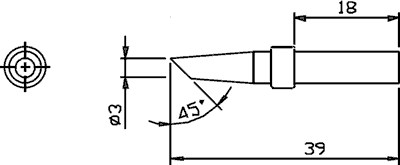 Loduzgalis D=5mm, L-18mm, konuss, 45C, 3mm, SR-628