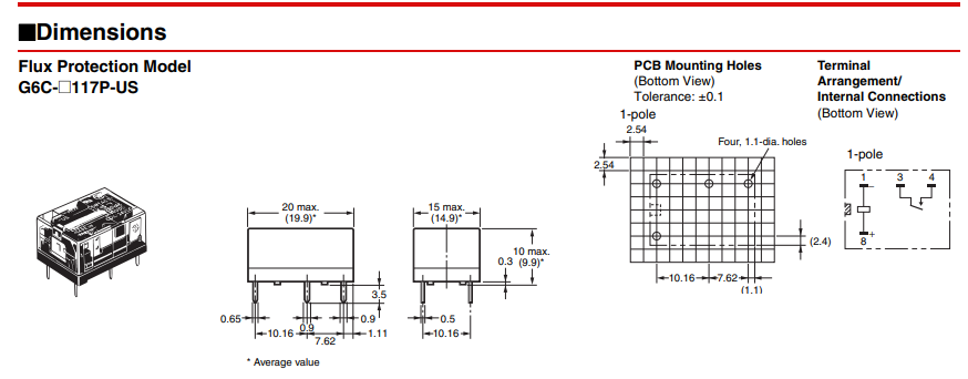 Relejs DC5V, SPST-NO, 10A/250VAC, 10A/30VDC, 125Ω(40mA), viens kontakts uz saslēgšanu, 20x10x15mm, OMRON