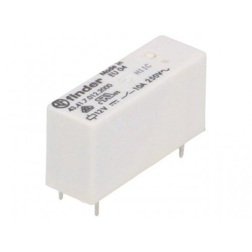 Relejs DC12V, SPDT, 10A/250VAC, 10A/24VDC, 580R(20.6mA), viens kontakts uz pārslēgšanu, 30.2x15.4x10.2mm, FINDER