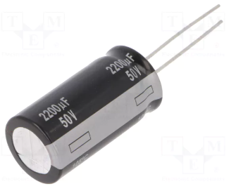 2200/50V, 105C, Ø16x31.5mm, ±20%, Kondensators elektrolītisks, 2000h, PANASONIC, ar lokanien izvadiem