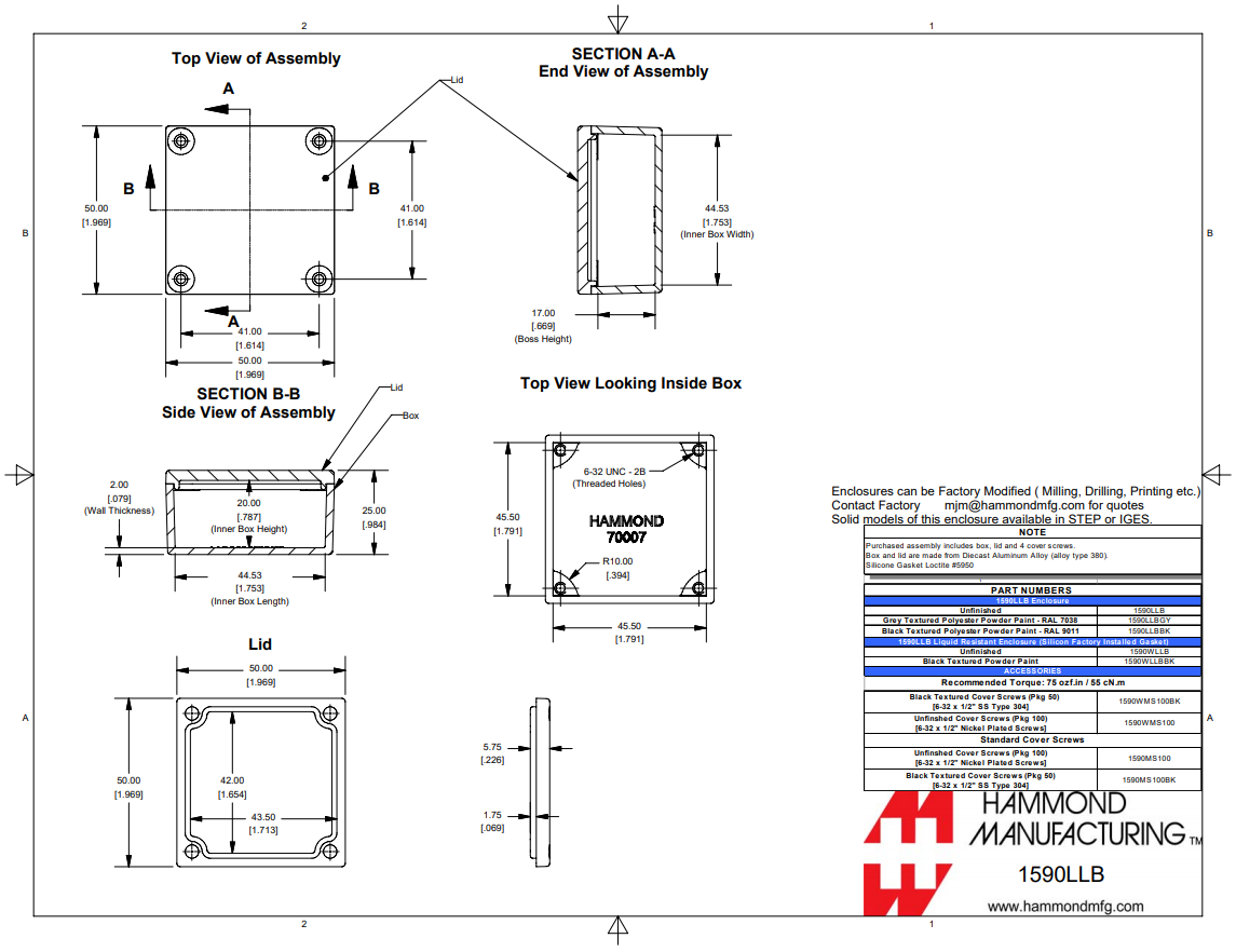 Alumīnja korpuss 50x50x21mm, IP54