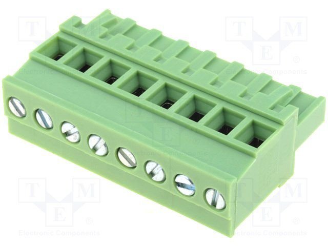 Terminal Blocks uz vadu, ligzda, 8pin, 5.08mm, 2.5mm2, 12A, leņķisks 90°