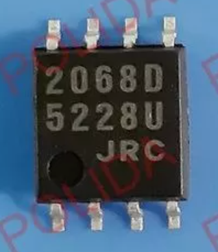 NJM2068D SMD Mikroshēma LOW-NOISE DUAL OPERATIONAL AMPLIFIER, SO8-W