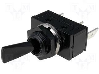 Tumblers, SPDT, ON-ON, 16A/250VAC, lodēšanai, 6.3x0.8mm, M12, 13.7x25.5x12.2mm, poliamids, ARCOLECTRIC, ar fiksaciju7