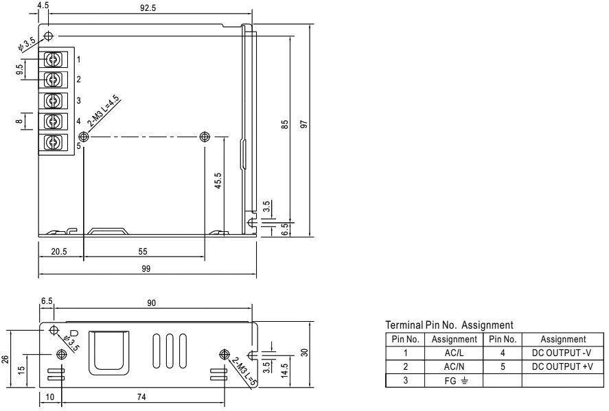 Barošanas bloks 220V=>12V(10.2...13.8VDC), 6A, 75W, 99x97x30mm, 0.32Kg, modulis