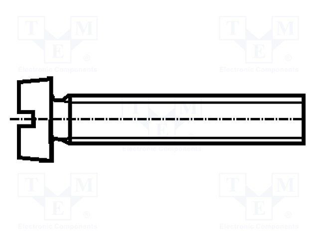Skrūve M2.5*25mm, taisni šlics, nerūsējošais tērauds A2, cilindriska galviņa