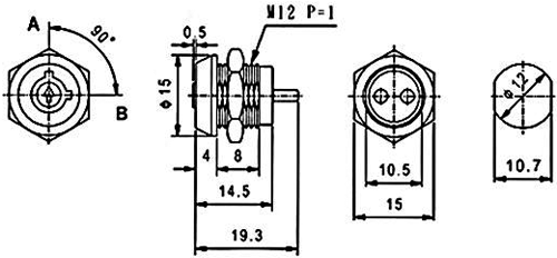 Miniaturais slēdzis ar atslegu ON-OF, D=12mm, 125VAC/1A