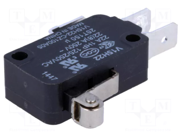 Mikropārslēdzējs ar sviru (ar ruliti) L=12.5mm, SPDT, ON-(ON), 22A/250VAC, IP40, 27.8x10.3x15.9mm, viens kontakts, HONEYWELL